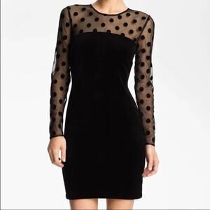 NWT Juicy Couture Black Sheer Velvet Polka Dot Dress